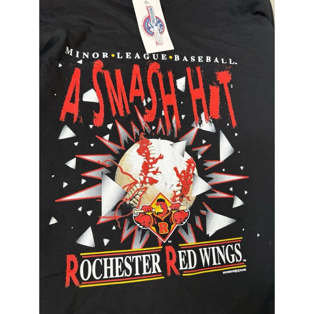 Vintage 90s Rochester Red Wings Smash Hit Shattered Glass Baseball T- Shirt XXL